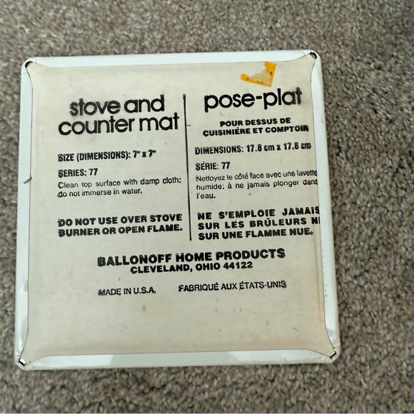 Vintage Corelle Meadow Pattern Trivet Hot Stove & Counter Mat 7x7 1970s USA - Picture 2 of 3